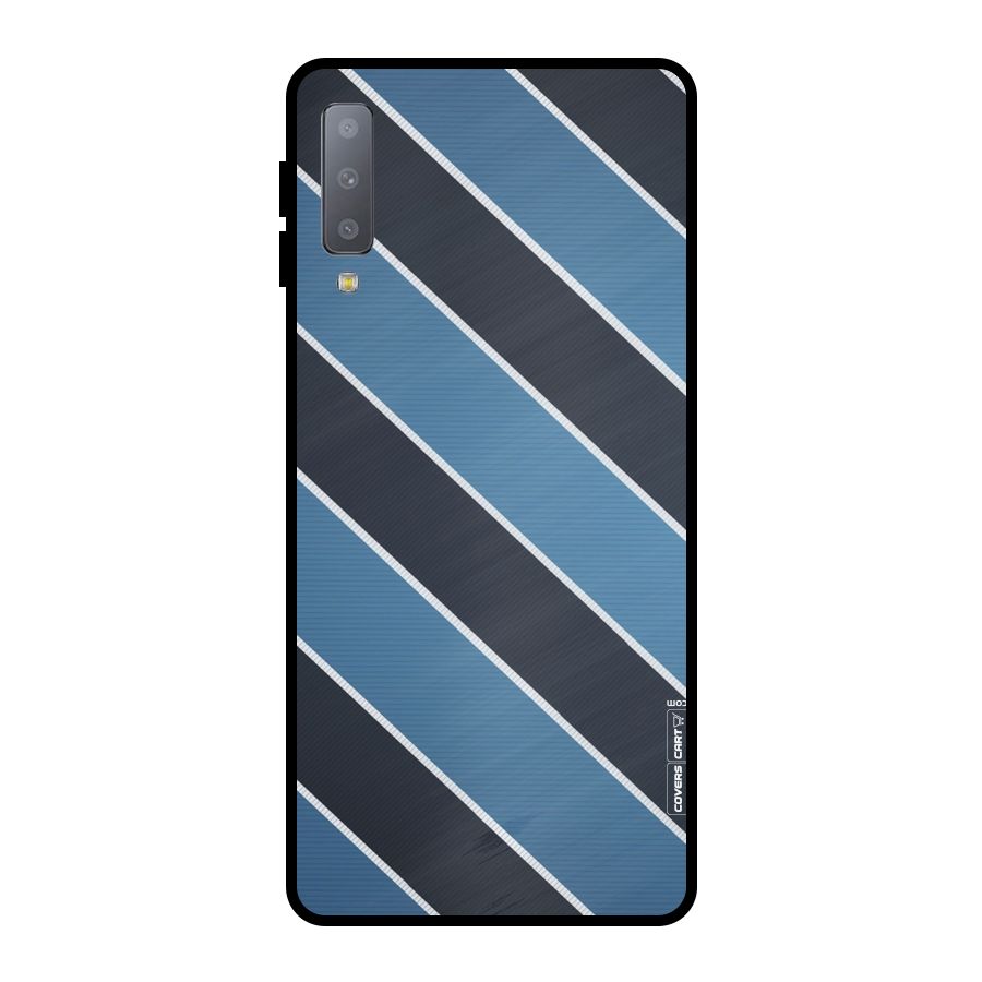 Blue Black Stripes Metal Back Case for Galaxy A7 (2018)