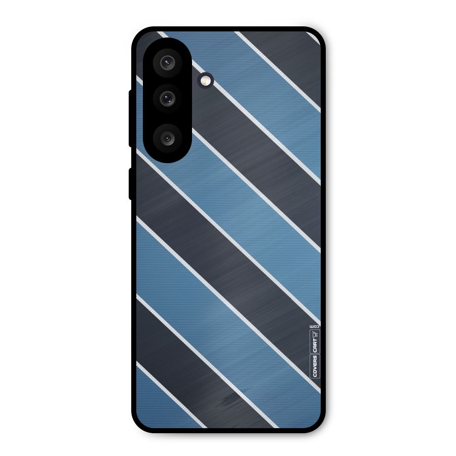 Blue Black Stripes Metal Back Case for Galaxy F56