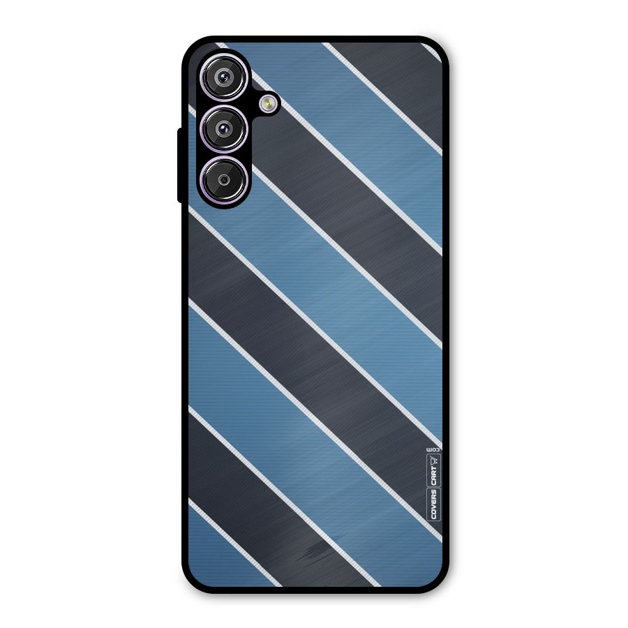 Blue Black Stripes Metal Back Case for Galaxy M15