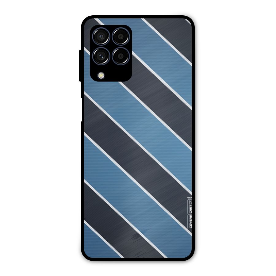 Blue Black Stripes Metal Back Case for Galaxy M53 5G