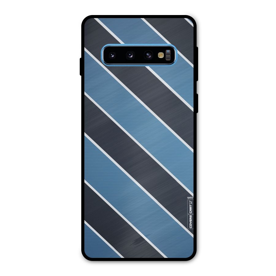 Blue Black Stripes Metal Back Case for Galaxy S10