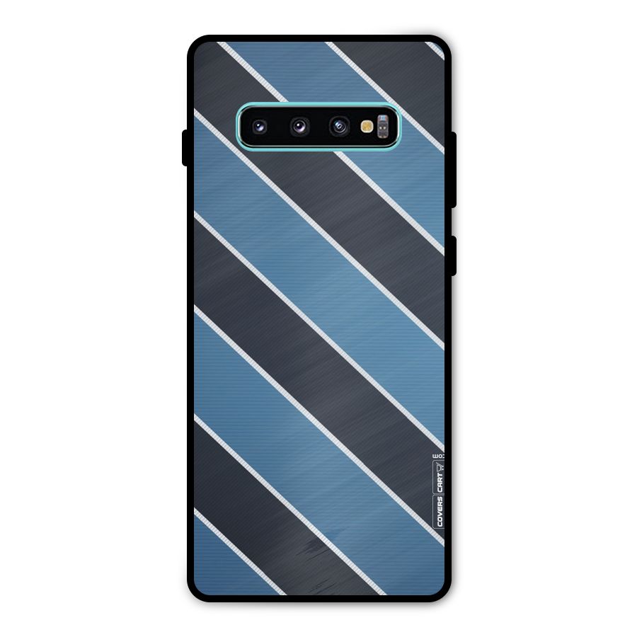 Blue Black Stripes Metal Back Case for Galaxy S10 Plus