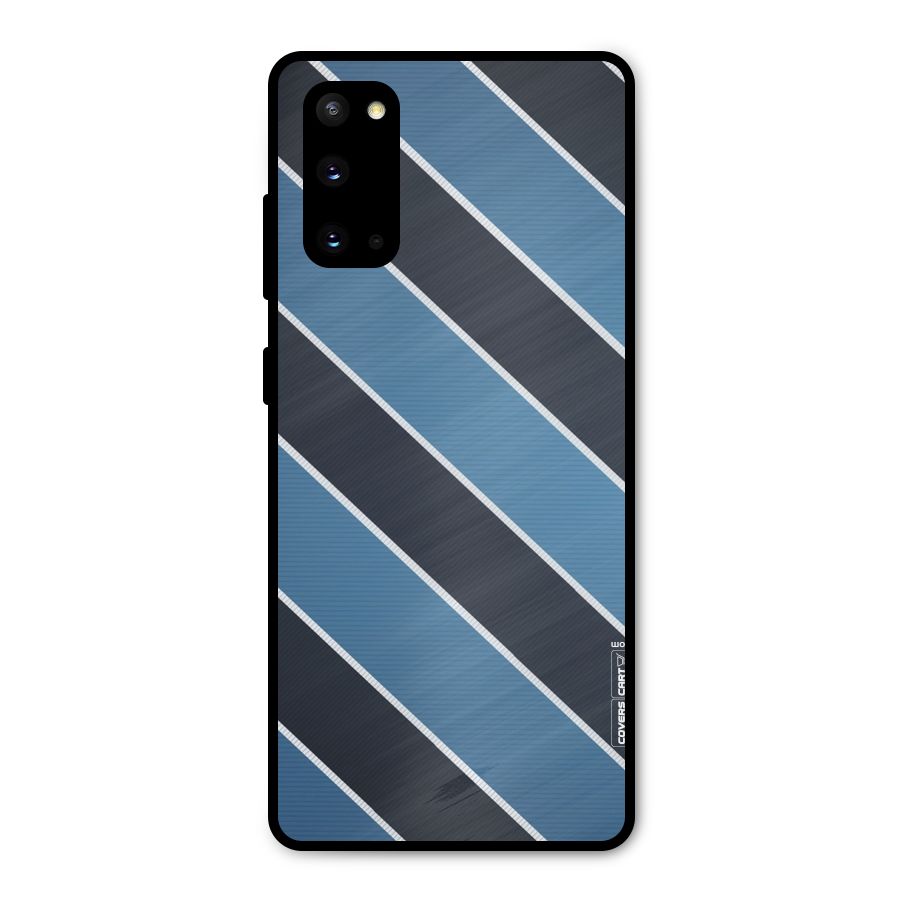 Blue Black Stripes Metal Back Case for Galaxy S20