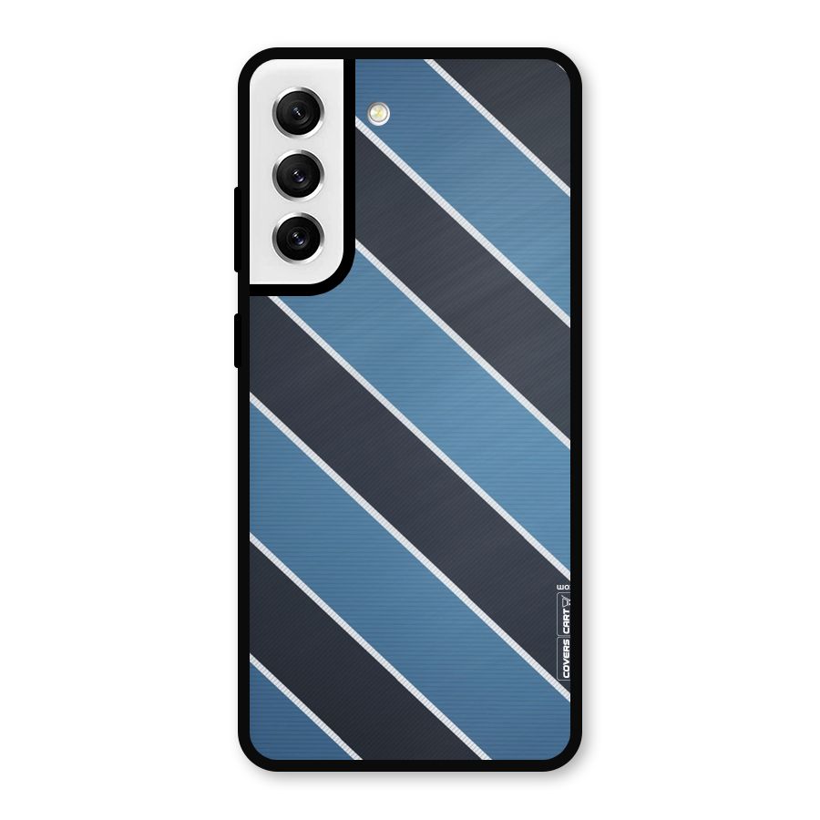Blue Black Stripes Metal Back Case for Galaxy S21 FE 5G