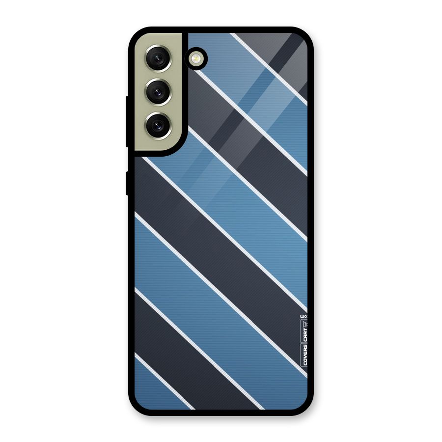 Blue Black Stripes Metal Back Case for Galaxy S21 FE 5G (2023)