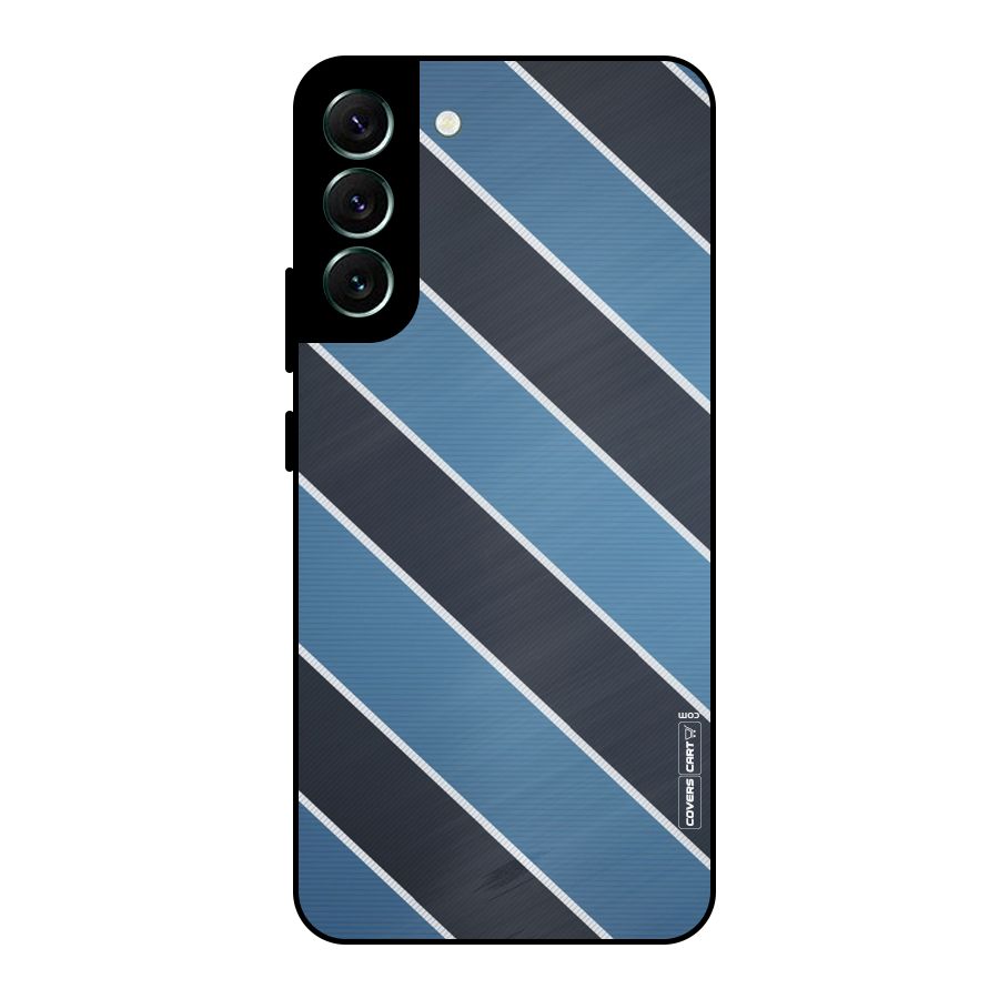Blue Black Stripes Metal Back Case for Galaxy S22 Plus 5G