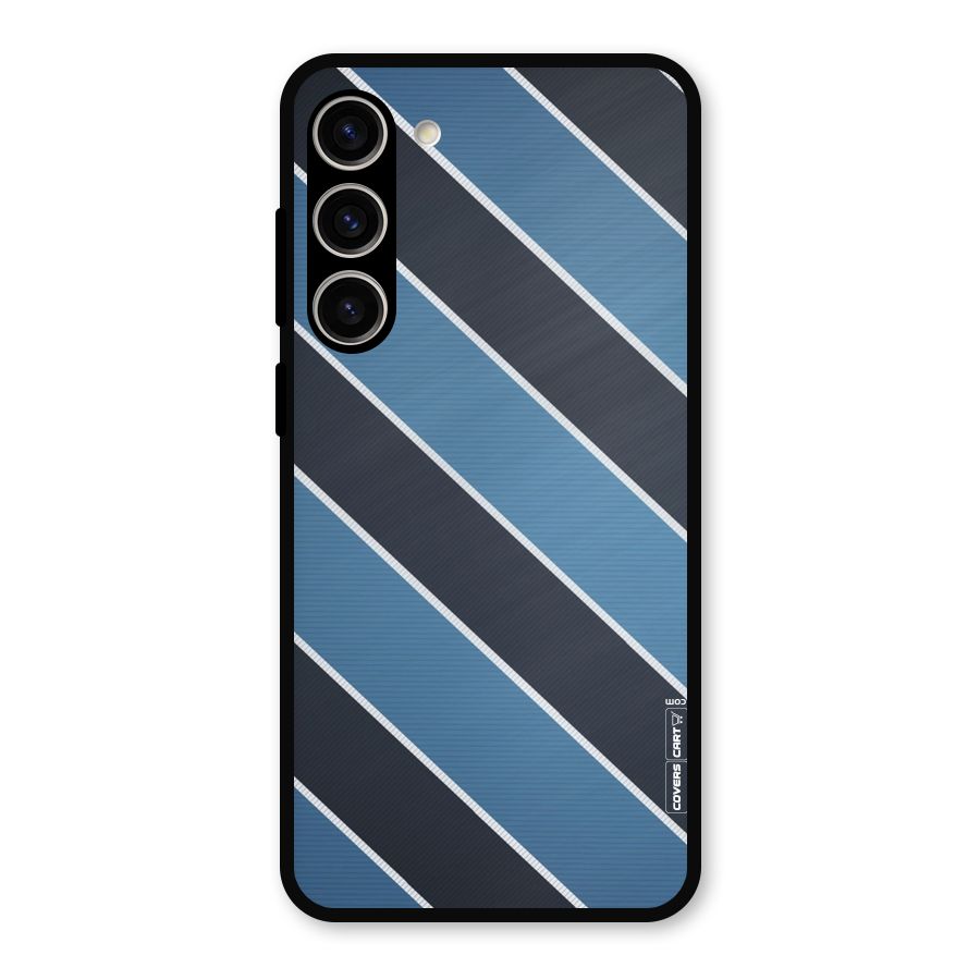 Blue Black Stripes Metal Back Case for Galaxy S23 Plus