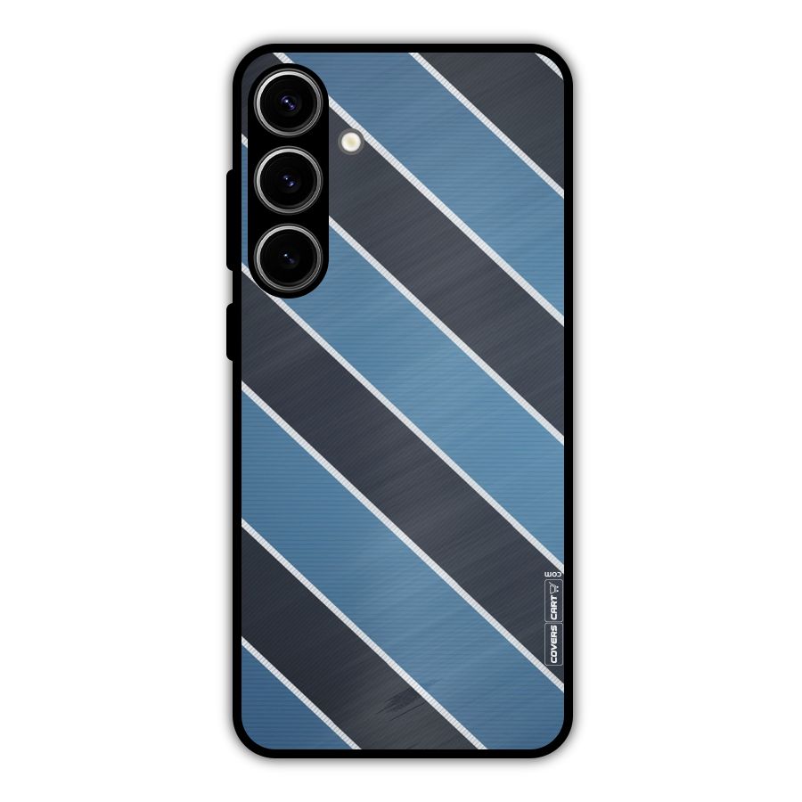 Blue Black Stripes Metal Back Case for Galaxy S24 Plus
