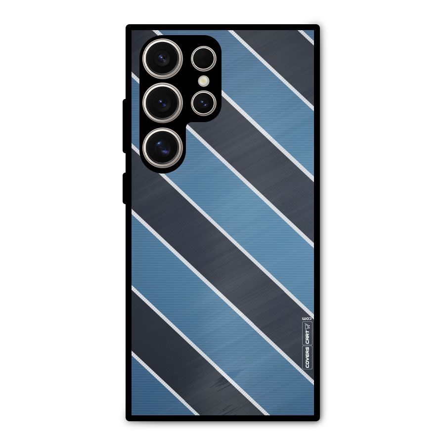 Blue Black Stripes Metal Back Case for Galaxy S24 Ultra