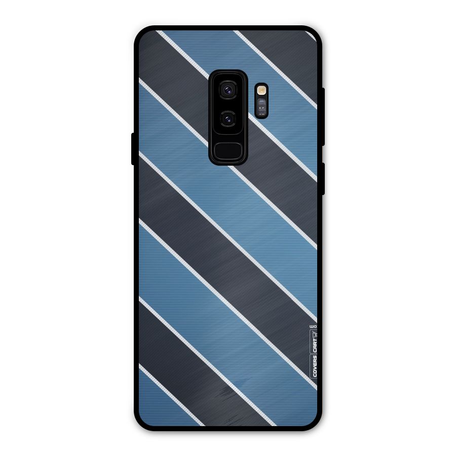 Blue Black Stripes Metal Back Case for Galaxy S9 Plus