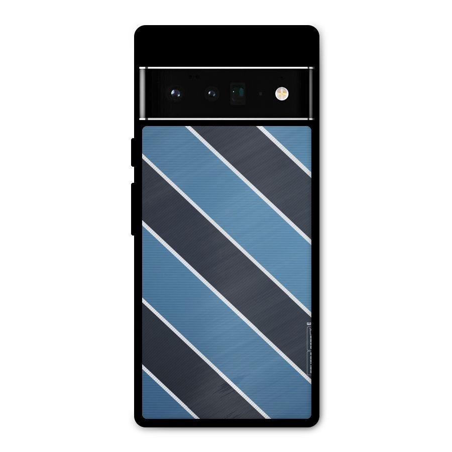 Blue Black Stripes Metal Back Case for Google Pixel 6 Pro