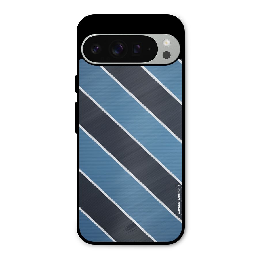 Blue Black Stripes Metal Back Case for Google Pixel 9 Pro XL