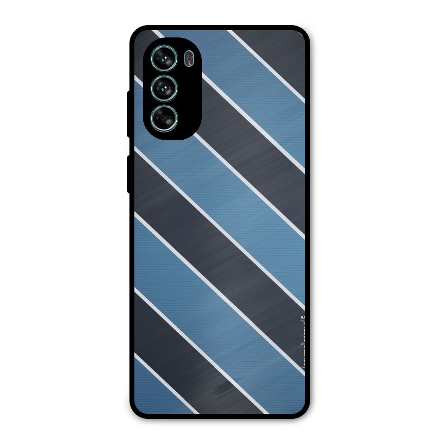 Blue Black Stripes Metal Back Case for Moto G62