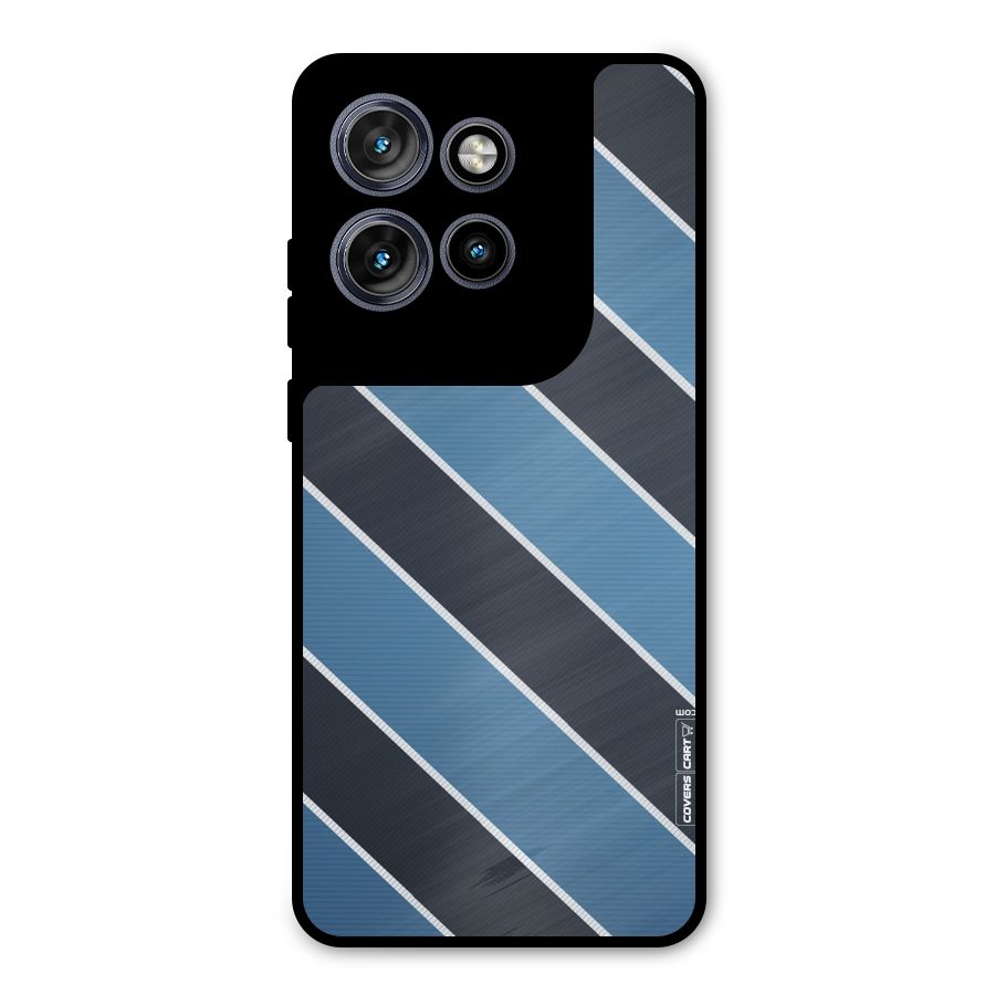 Blue Black Stripes Metal Back Case for Motorola Edge 50 Neo