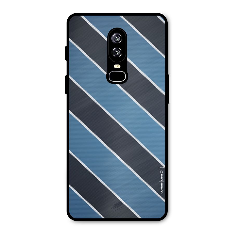 Blue Black Stripes Metal Back Case for OnePlus 6