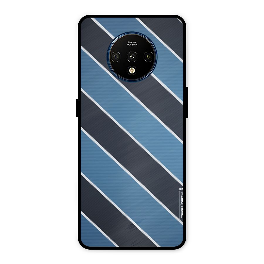 Blue Black Stripes Metal Back Case for OnePlus 7T