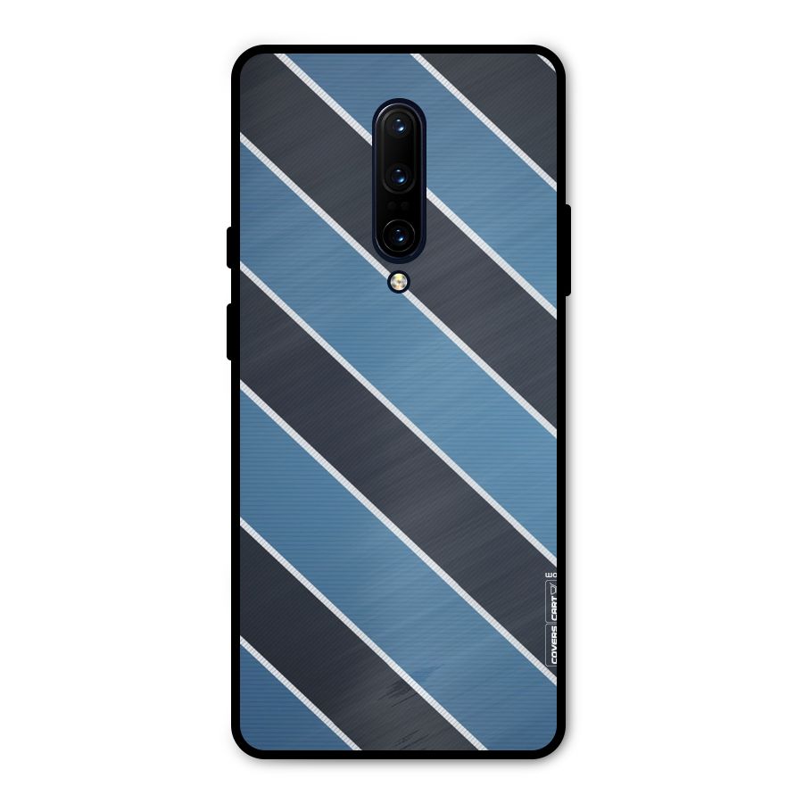Blue Black Stripes Metal Back Case for OnePlus 7 Pro