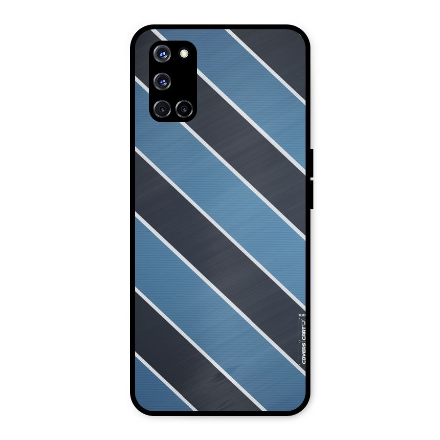 Blue Black Stripes Metal Back Case for Oppo A52