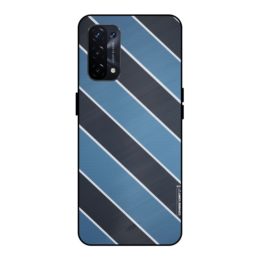 Blue Black Stripes Metal Back Case for Oppo A74 5G