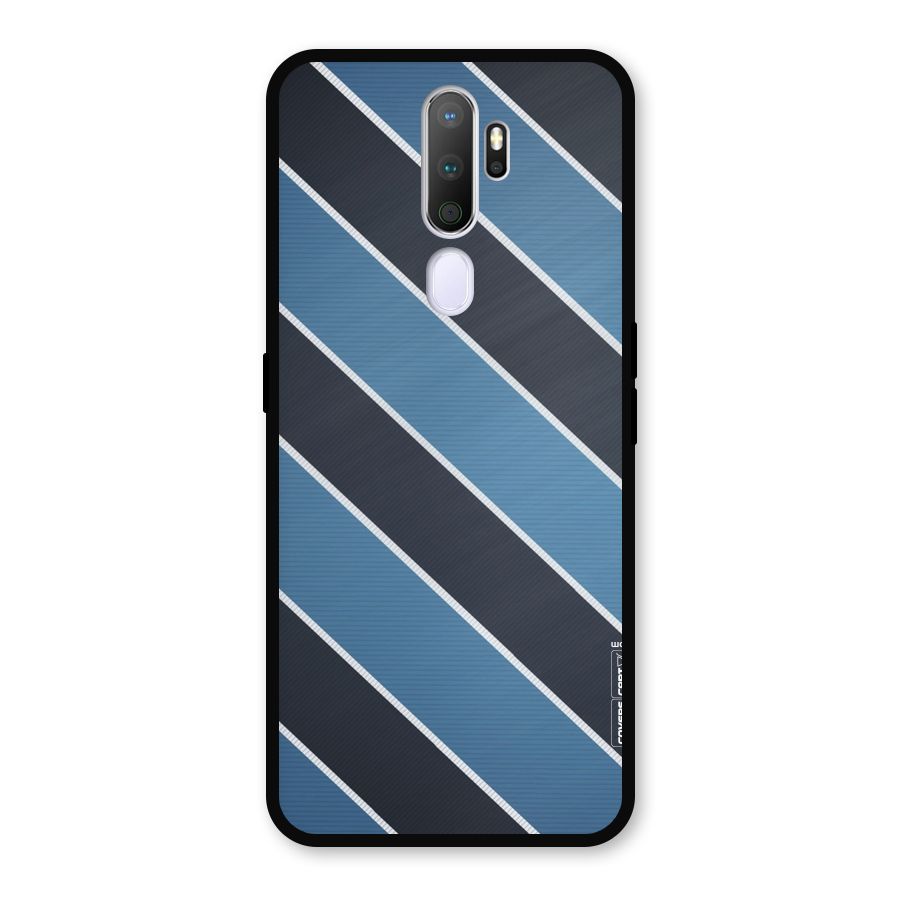 Blue Black Stripes Metal Back Case for Oppo A9 (2020)