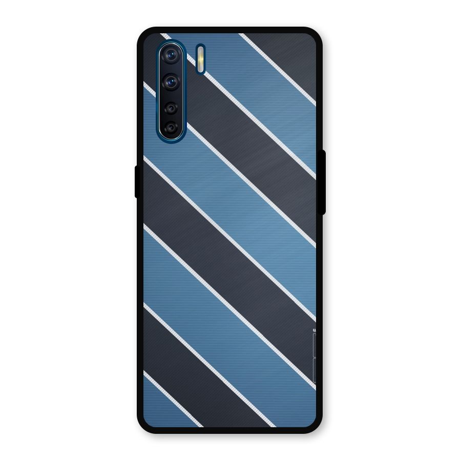 Blue Black Stripes Metal Back Case for Oppo F15