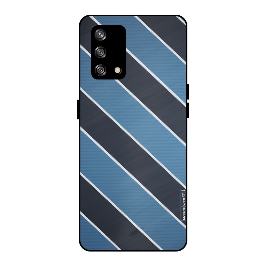 Blue Black Stripes Metal Back Case for Oppo F19