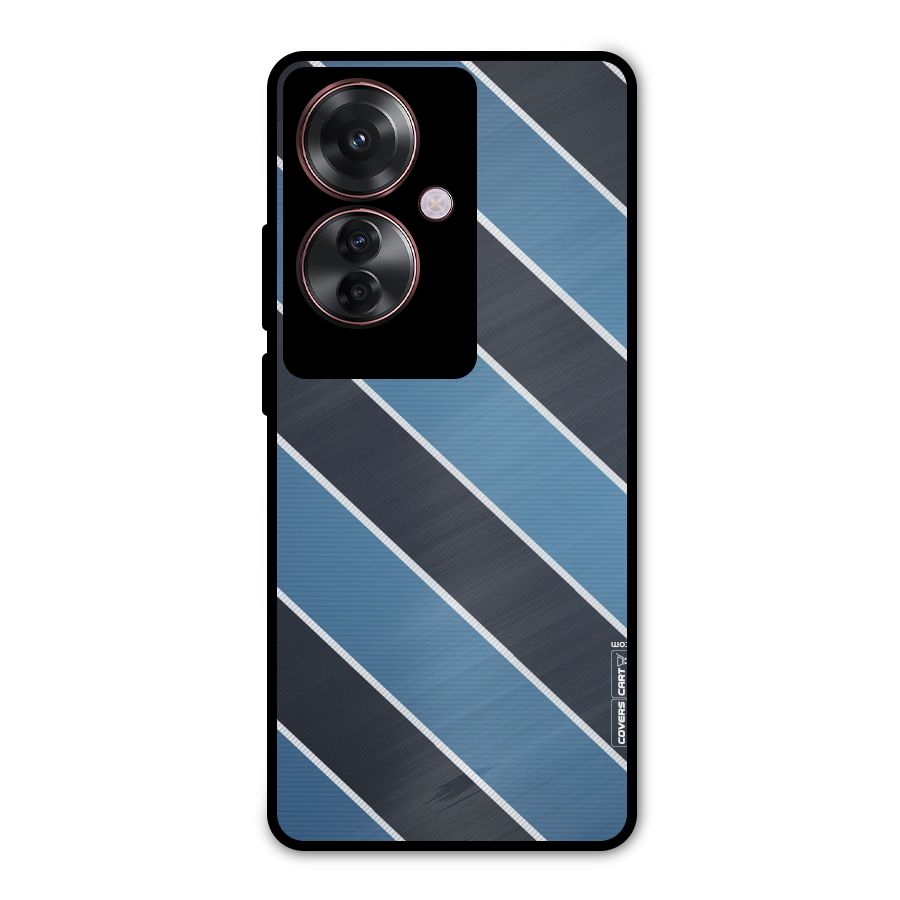 Blue Black Stripes Metal Back Case for Oppo F25 Pro
