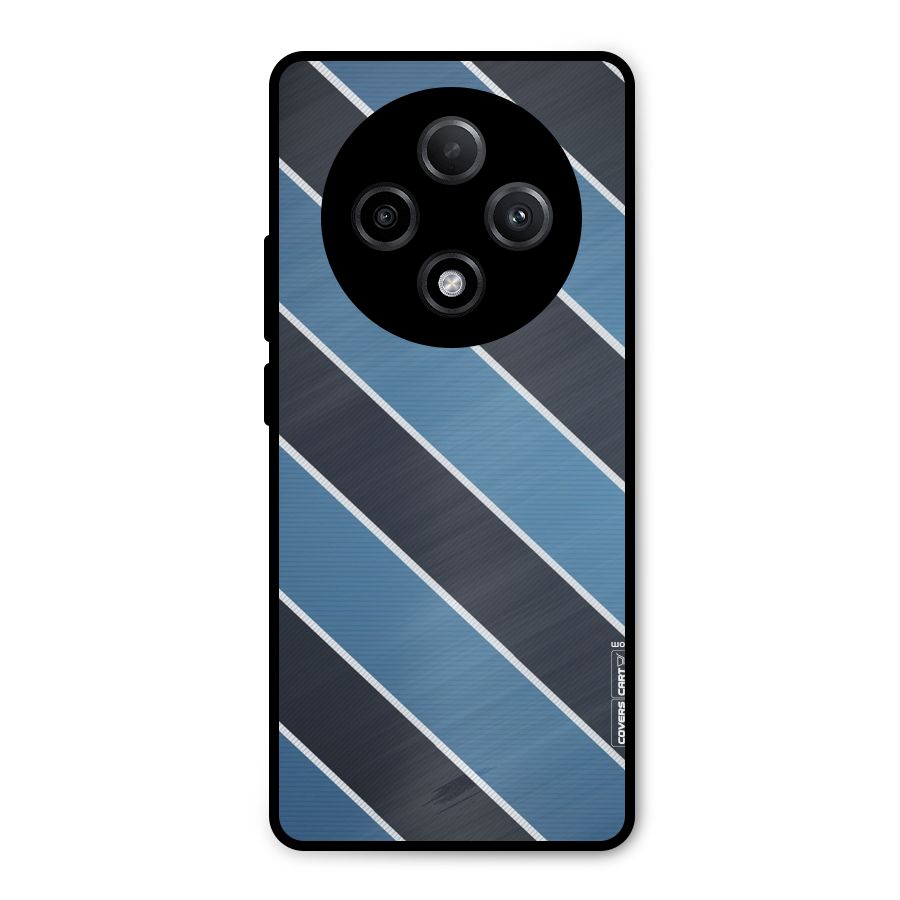 Blue Black Stripes Metal Back Case for Oppo F27 Pro Plus