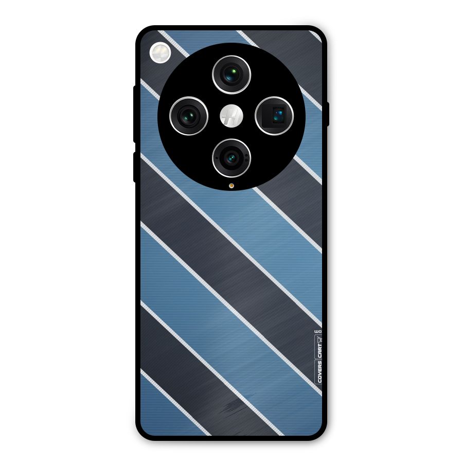 Blue Black Stripes Metal Back Case for Oppo Find X8 Pro