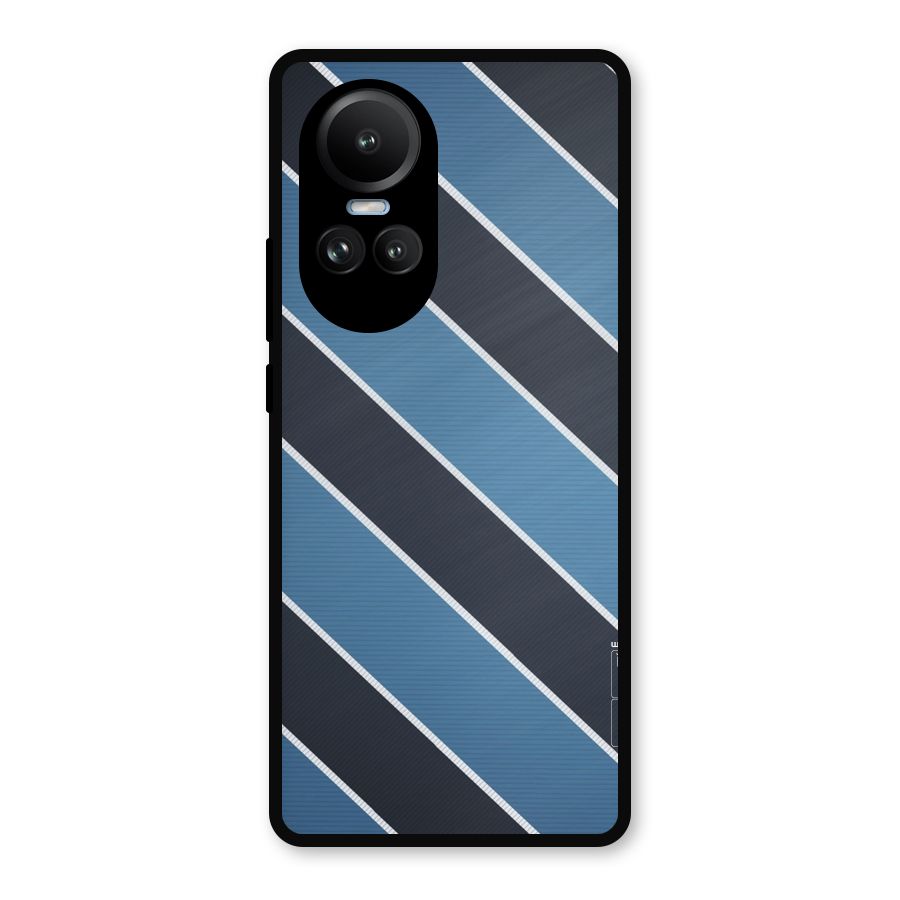 Blue Black Stripes Metal Back Case for Oppo Reno10