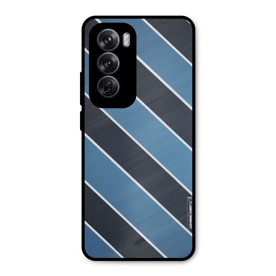 Blue Black Stripes Metal Back Case for Oppo Reno12 Pro