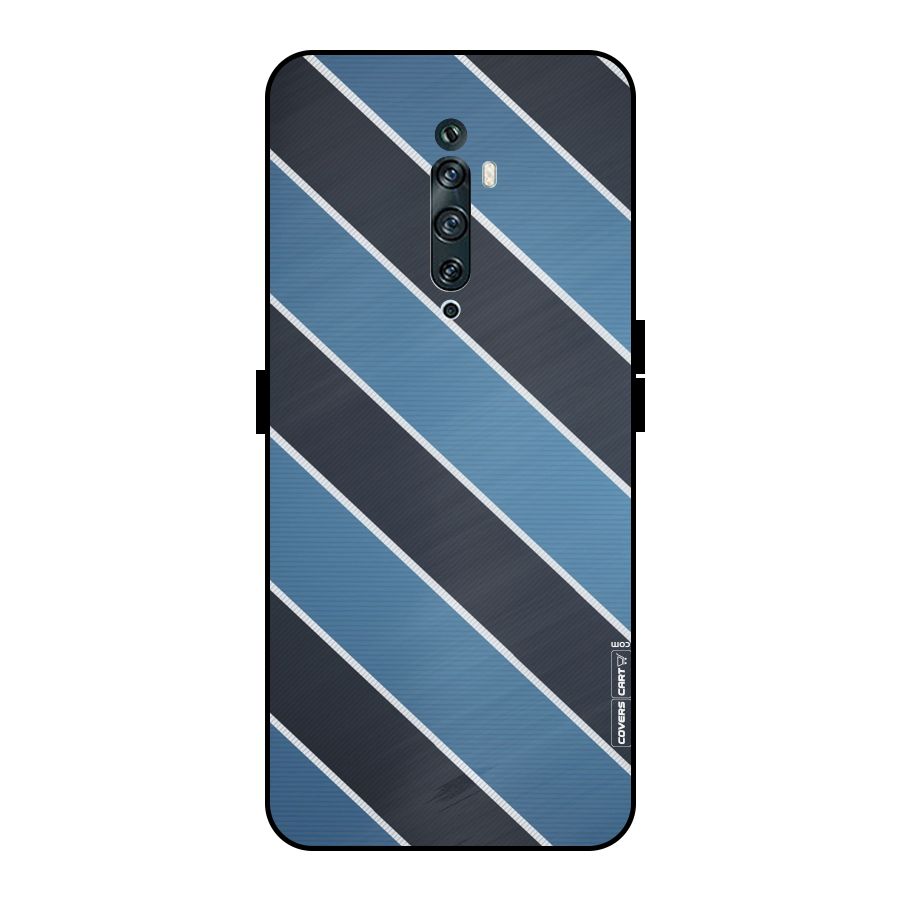 Blue Black Stripes Metal Back Case for Oppo Reno2 F