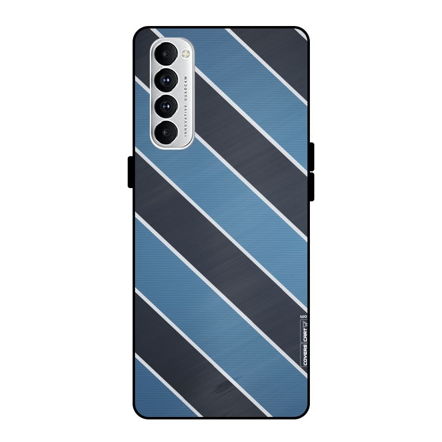 Blue Black Stripes Metal Back Case for Oppo Reno4 Pro
