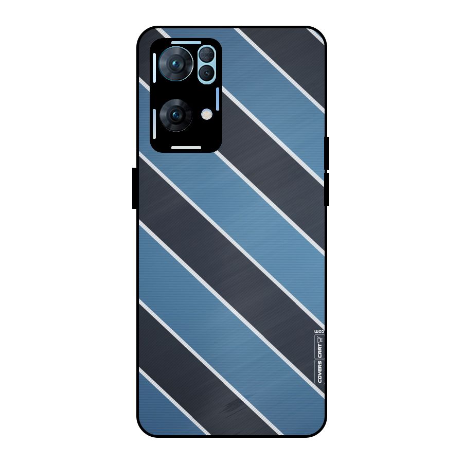 Blue Black Stripes Metal Back Case for Oppo Reno7 Pro 5G