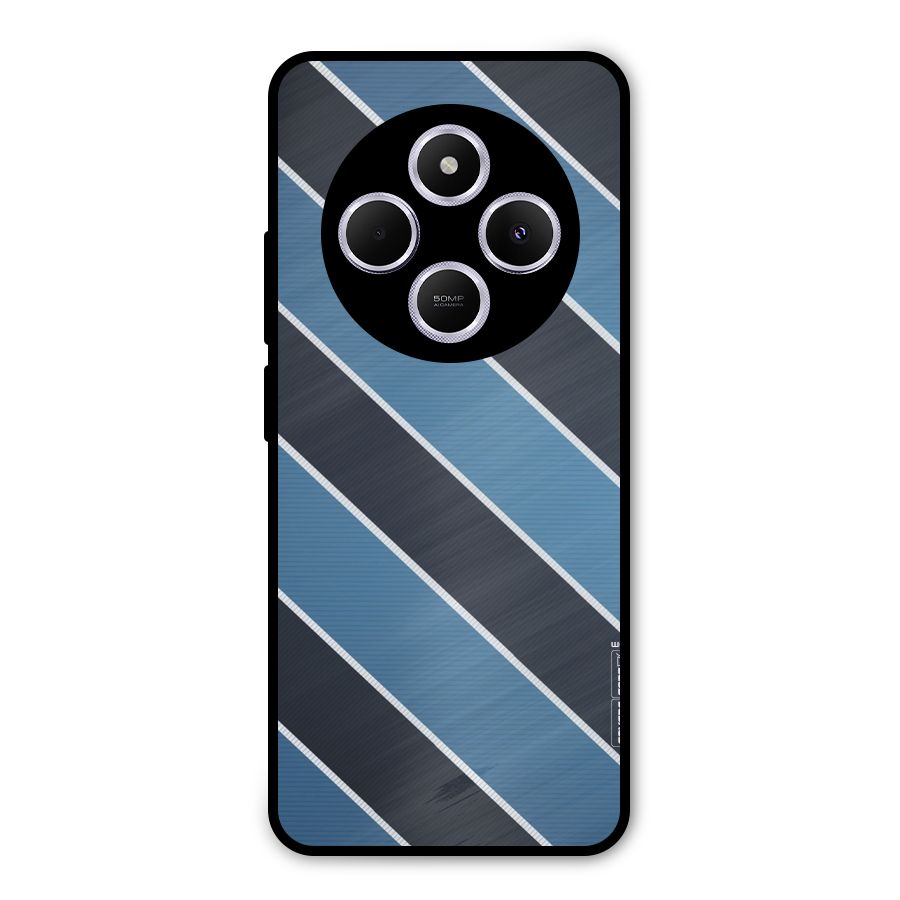 Blue Black Stripes Metal Back Case for Poco C75 5G