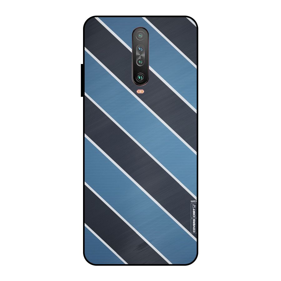 Blue Black Stripes Metal Back Case for Poco X2