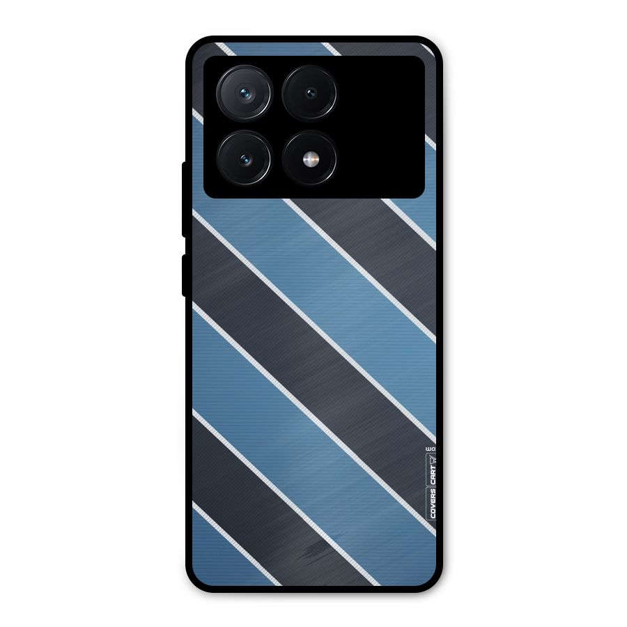 Blue Black Stripes Metal Back Case for Poco X6 Pro