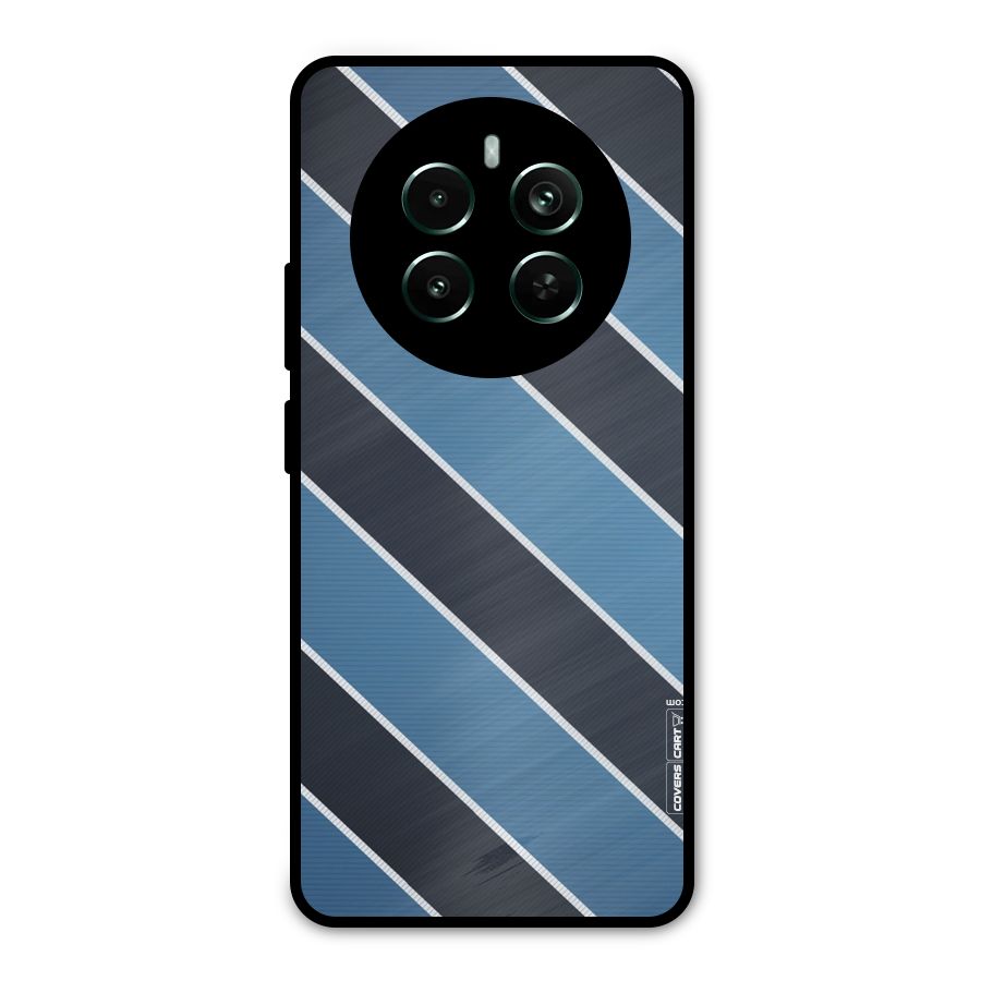 Blue Black Stripes Metal Back Case for Realme 12 Pro Plus