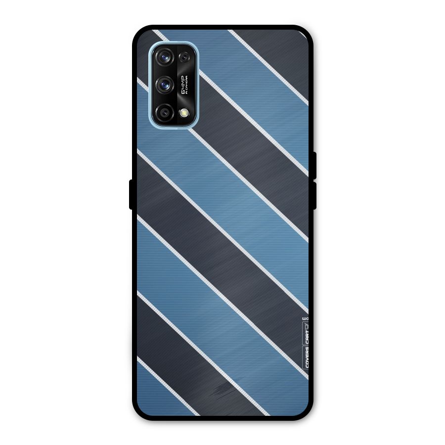 Blue Black Stripes Metal Back Case for Realme 7 Pro