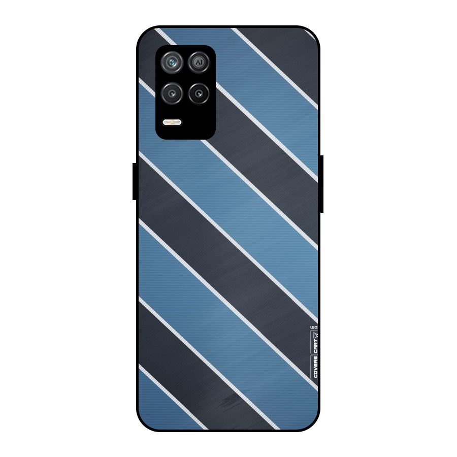 Blue Black Stripes Metal Back Case for Realme 8s 5G