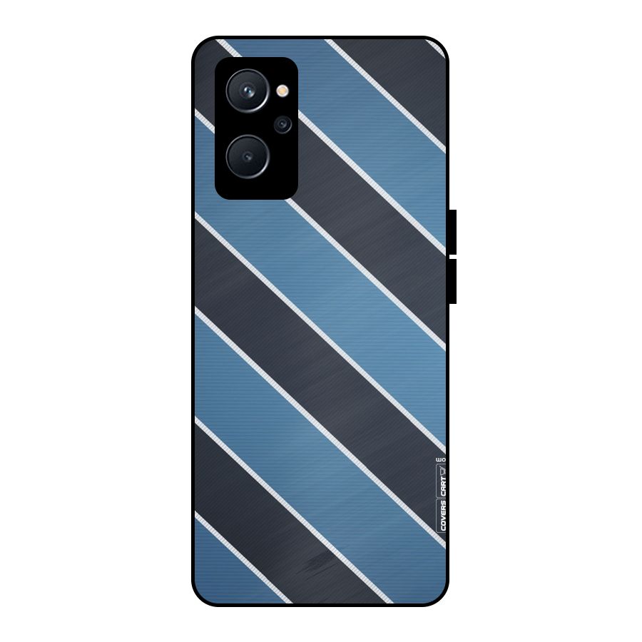 Blue Black Stripes Metal Back Case for Realme 9i 5G