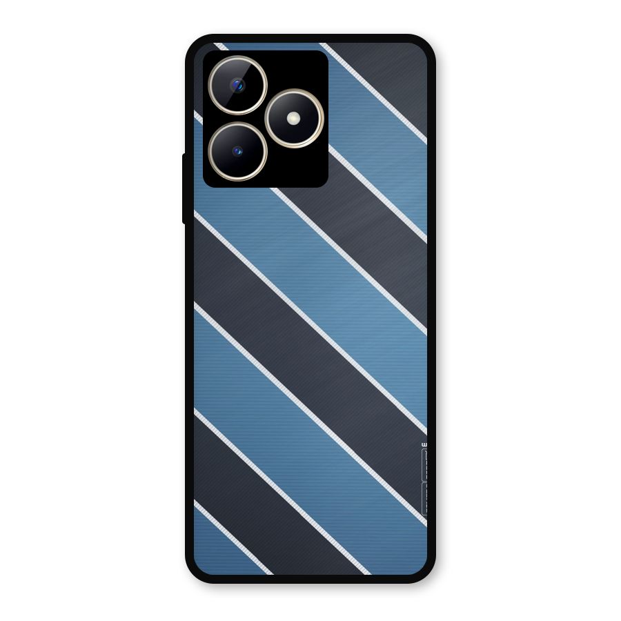 Blue Black Stripes Metal Back Case for Realme C53
