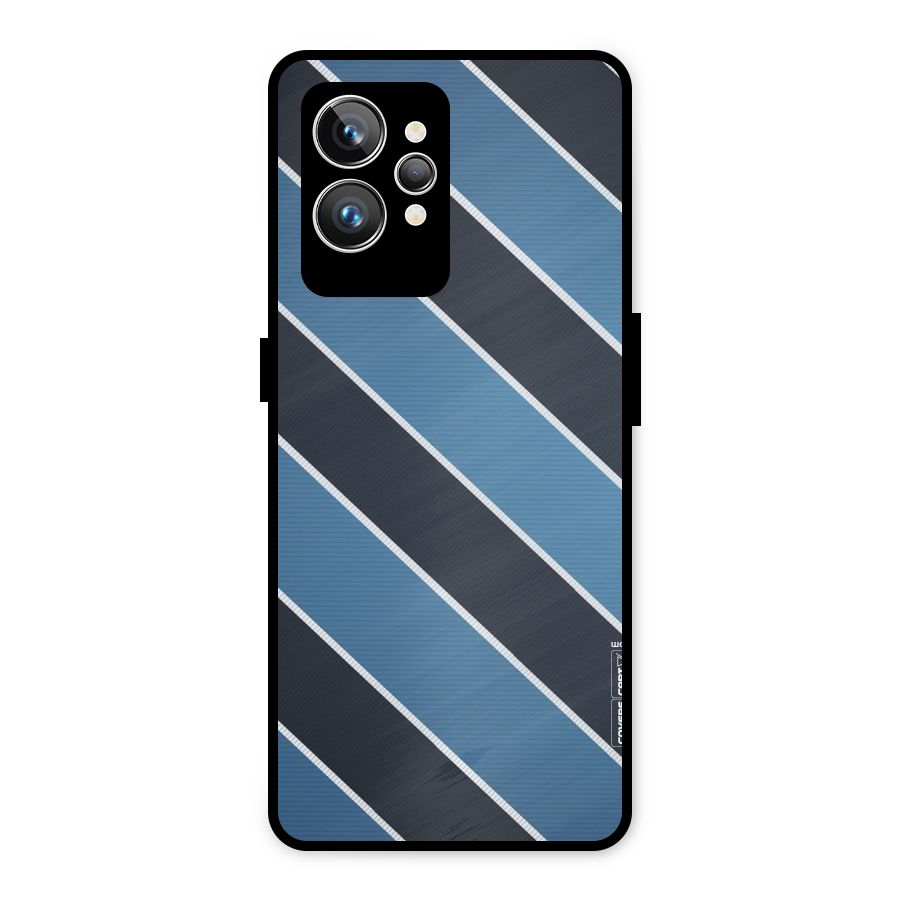 Blue Black Stripes Metal Back Case for Realme GT2 Pro