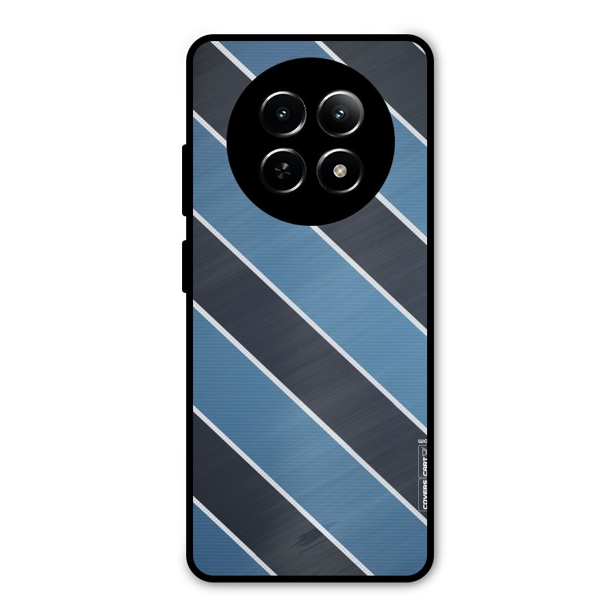 Blue Black Stripes Metal Back Case for Realme Narzo N65