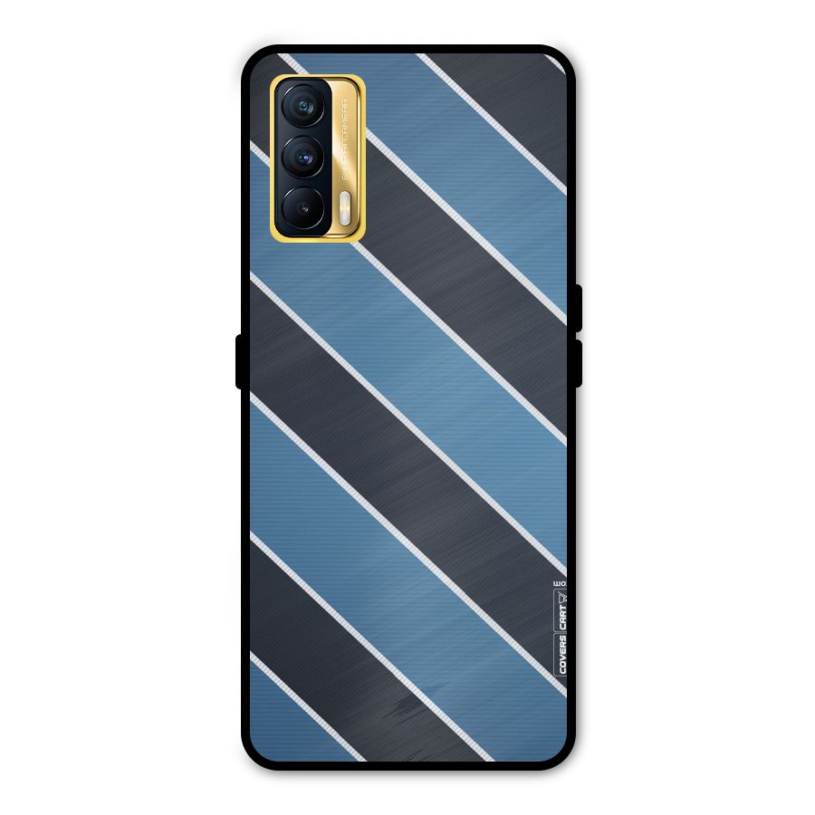 Blue Black Stripes Metal Back Case for Realme X7