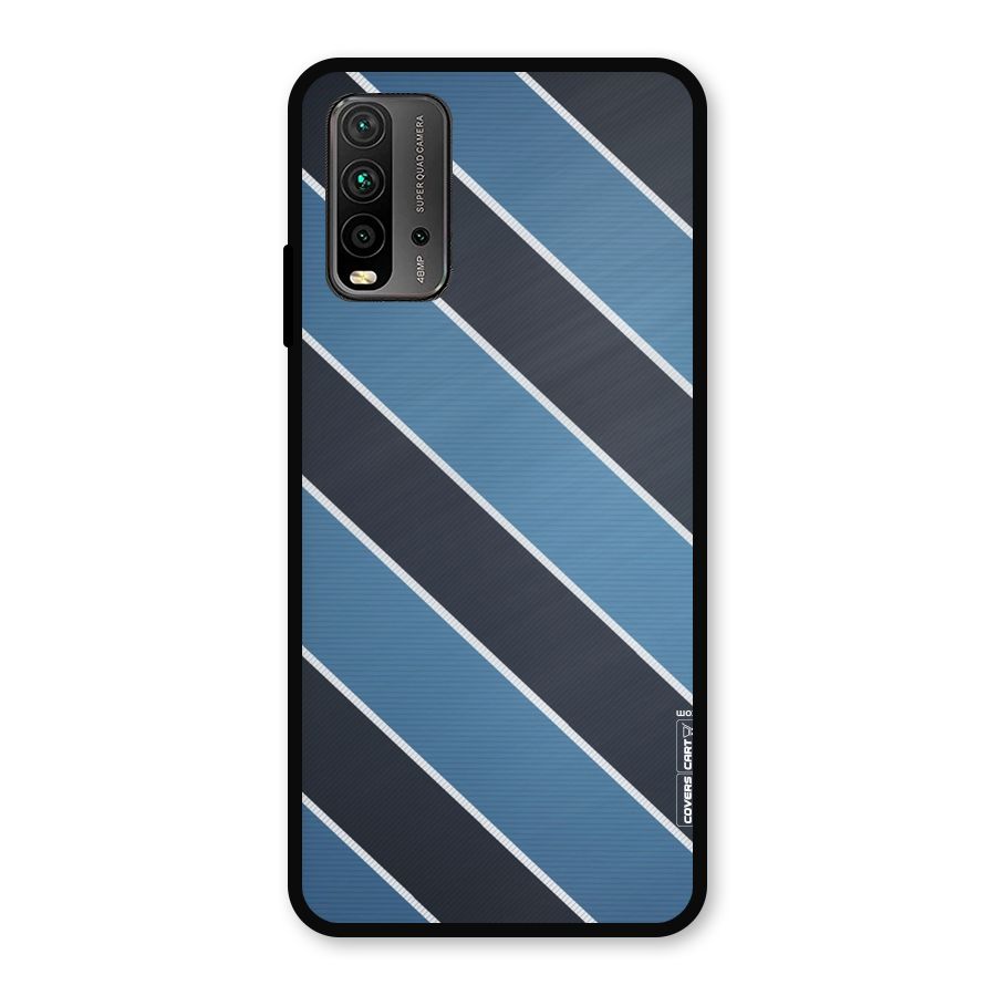 Blue Black Stripes Metal Back Case for Redmi 9 Power