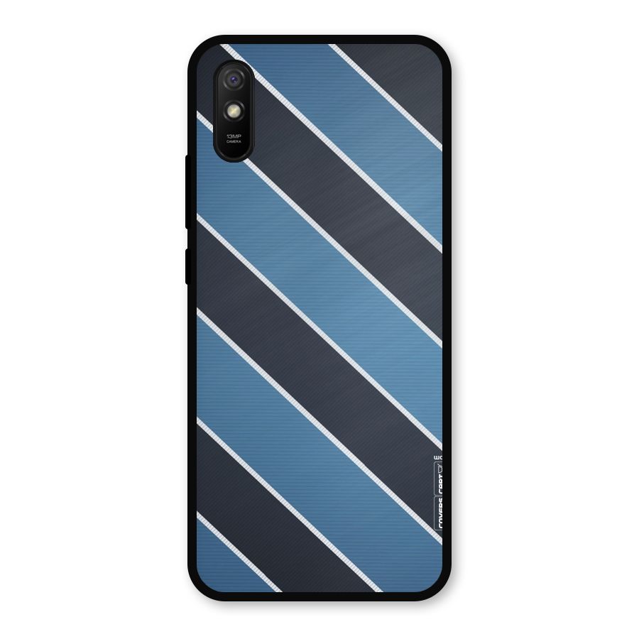 Blue Black Stripes Metal Back Case for Redmi 9i