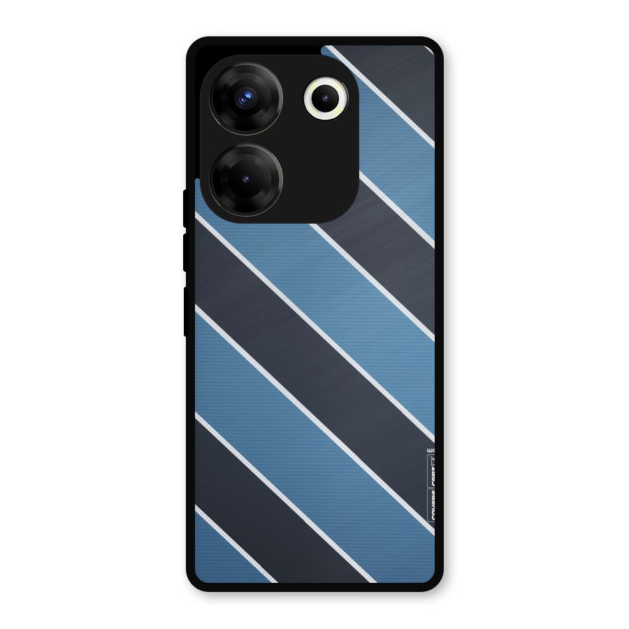 Blue Black Stripes Metal Back Case for Tecno Camon 20