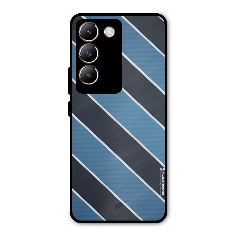 Blue Black Stripes Metal Back Case for Vivo T3 5G