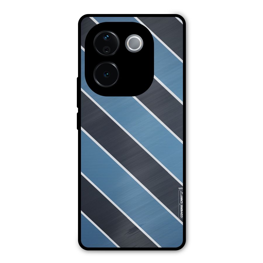 Blue Black Stripes Metal Back Case for Vivo T3 Pro